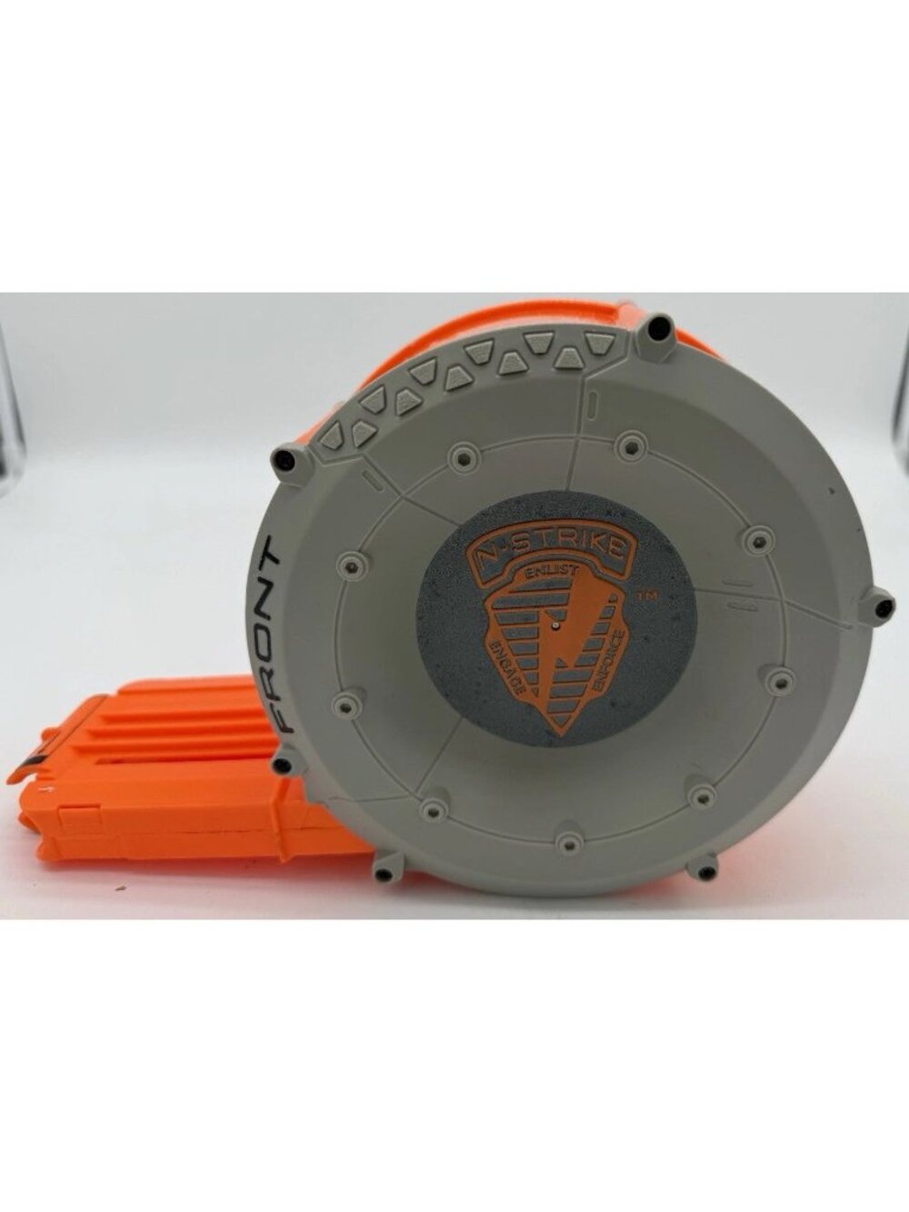 2008 Nerf N-Strike Enlist Engage Enforce 35 Dart Drum Clip Orange Gray + Darts